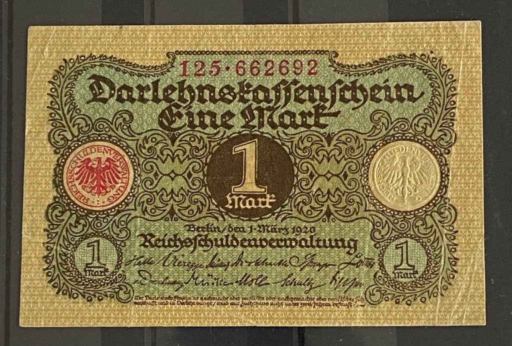 1 Mark Darlehnskassenschein, Verzenden, Duitsland, Los biljet