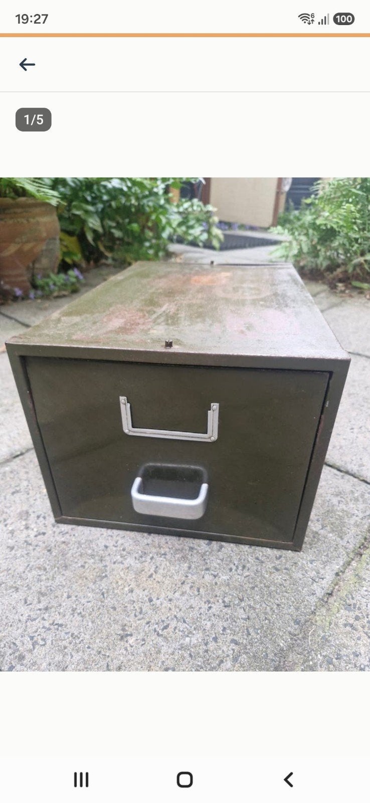 Archief ladekast legergroen - Vintage metalen kast, Ophalen, Minder dan 50 cm, Gebruikt, 1 of 2 laden