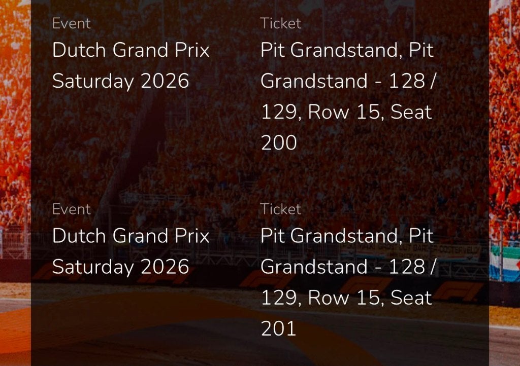 2 kaarten F1 zat&zon 2026 Zandvoort, Tickets en Kaartjes, Twee personen, Augustus