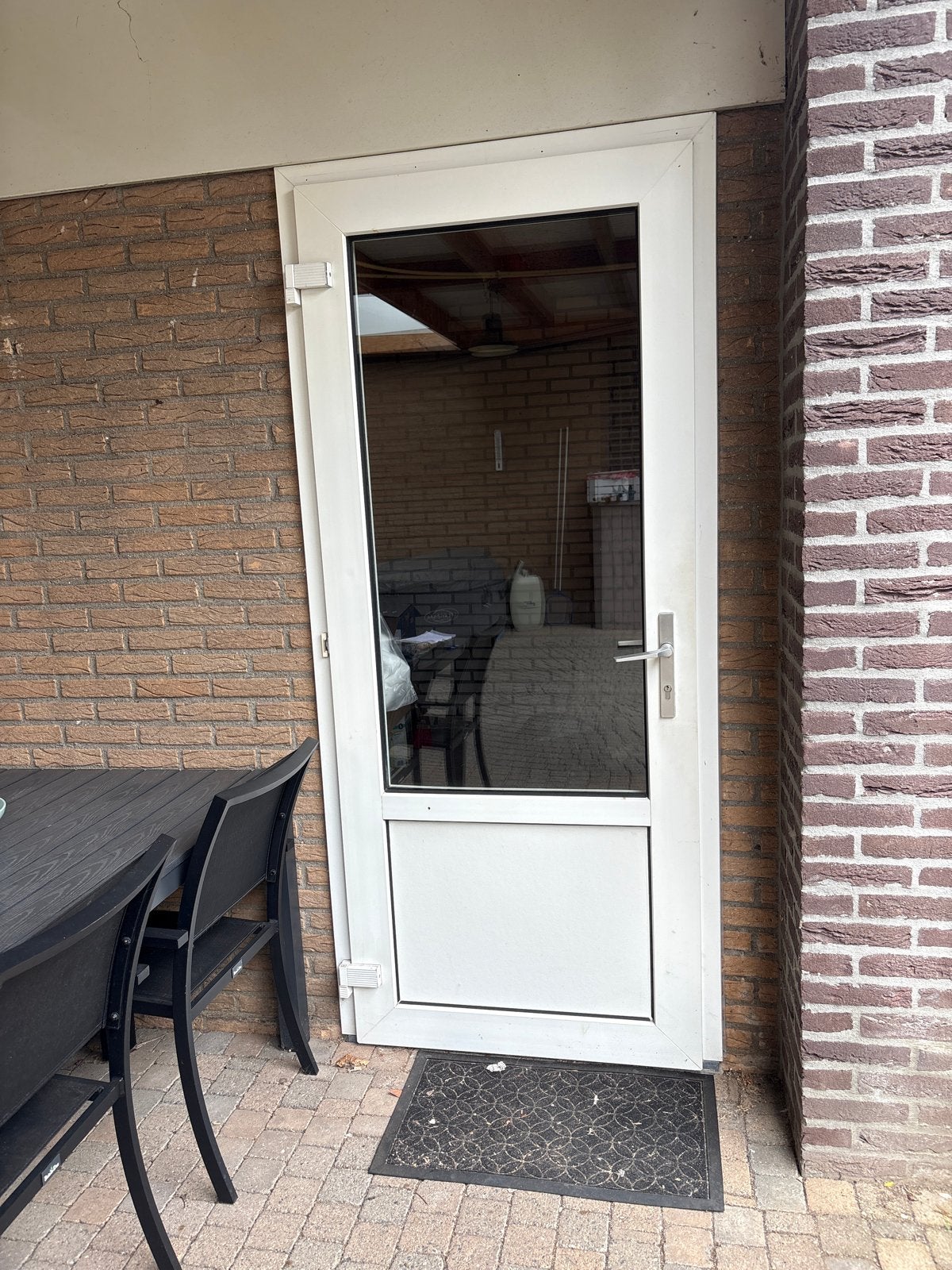 Garagedeur wit 99x215.5 cm, Ophalen, Kunststof, Gebruikt, 80 tot 100 cm
