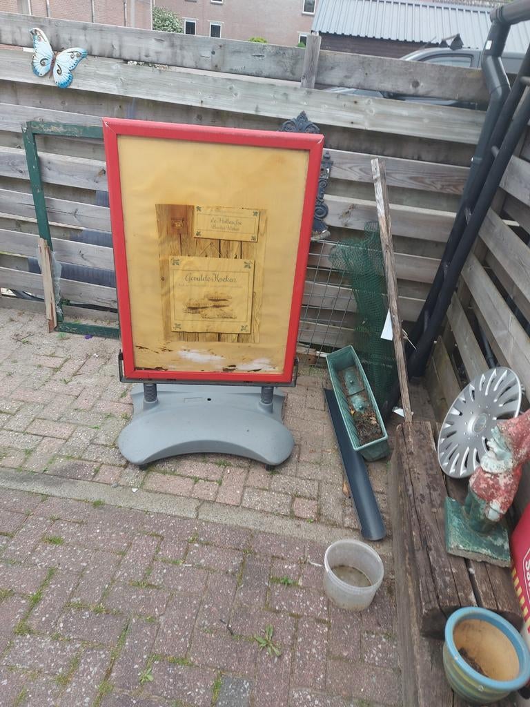 Reclamebord, Ophalen, Gebruikt, Transportkar