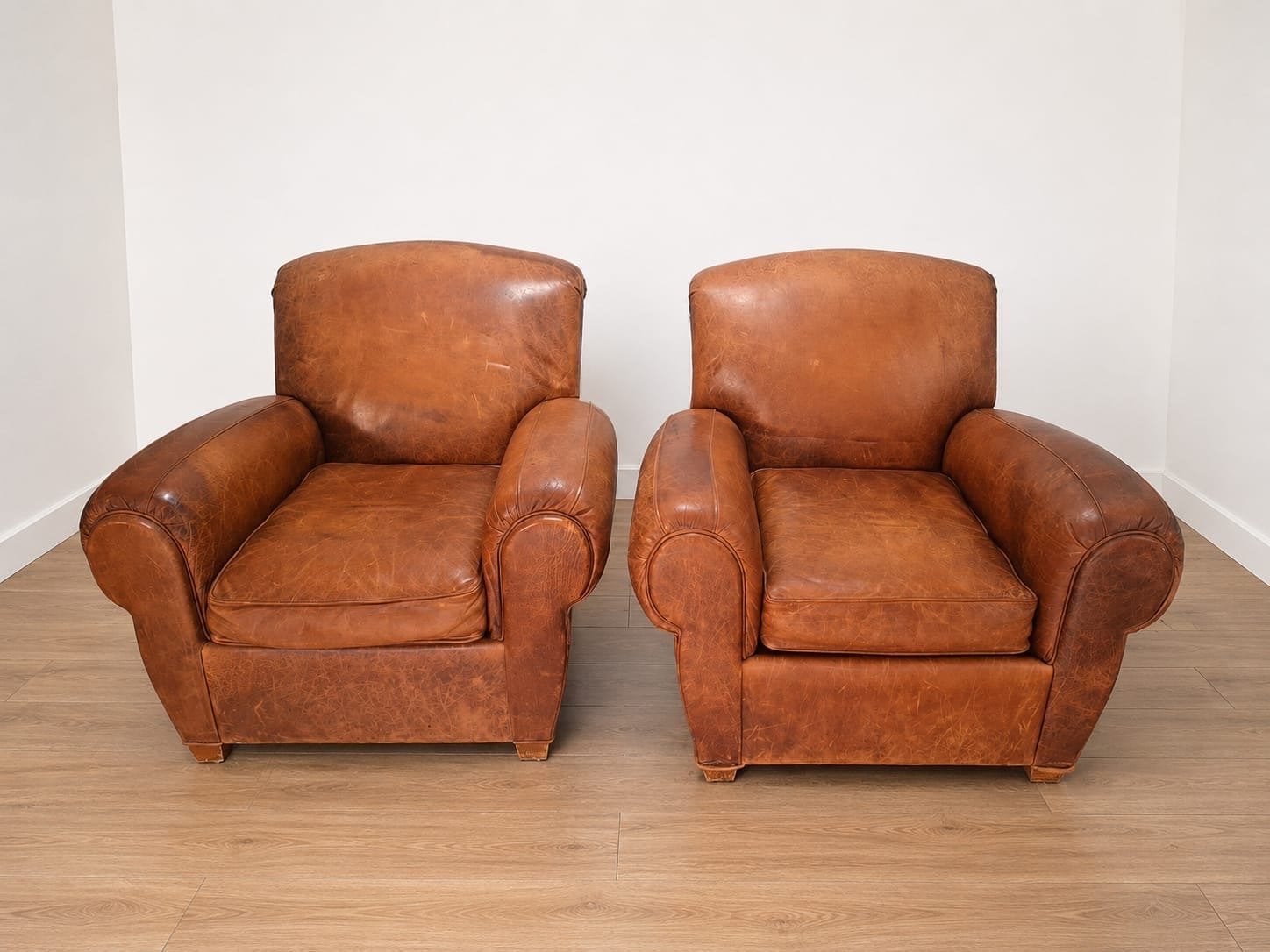 Leren Fauteuils Arthur McMillan - Vintage Stijl, Ophalen, Gebruikt, 75 tot 100 cm, Leer