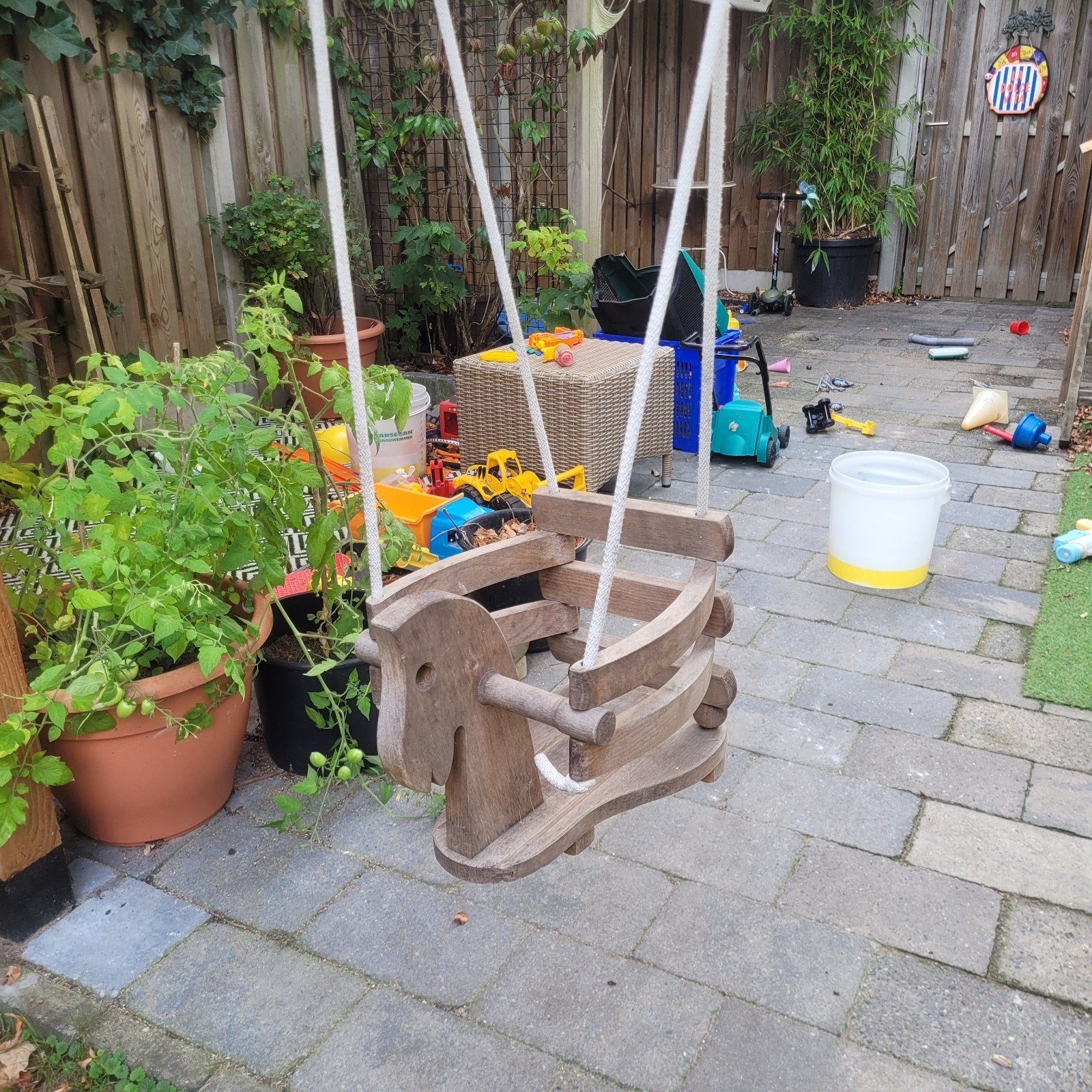 Houten babyschommel in paardvorm, Ophalen, Gebruikt