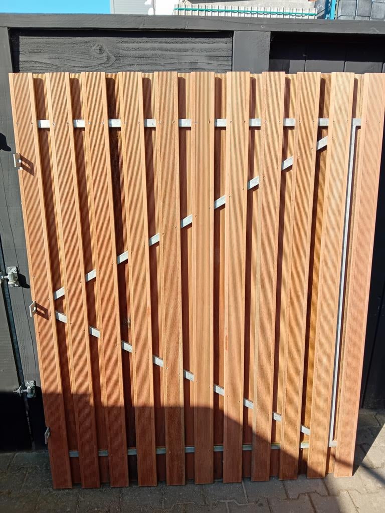 Nieuwe hardhouten schuttingdeur met stalen frame 150x190cm, Ophalen, 150 tot 200 cm, Onbekend, Nieuw