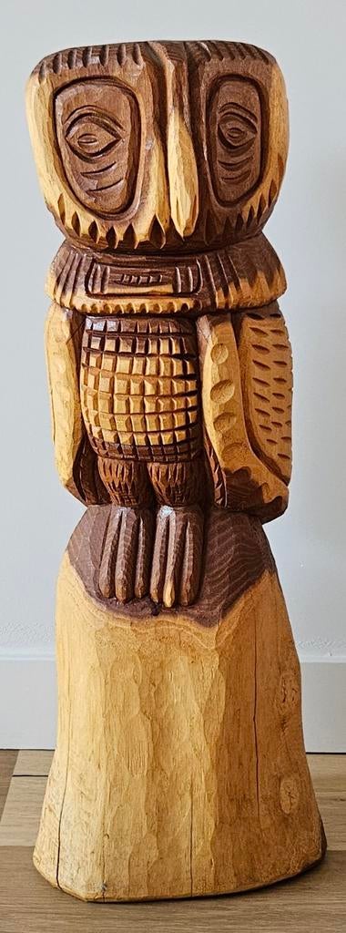 Groot houtsnijwerk uil, Antiek en Kunst, Ophalen
