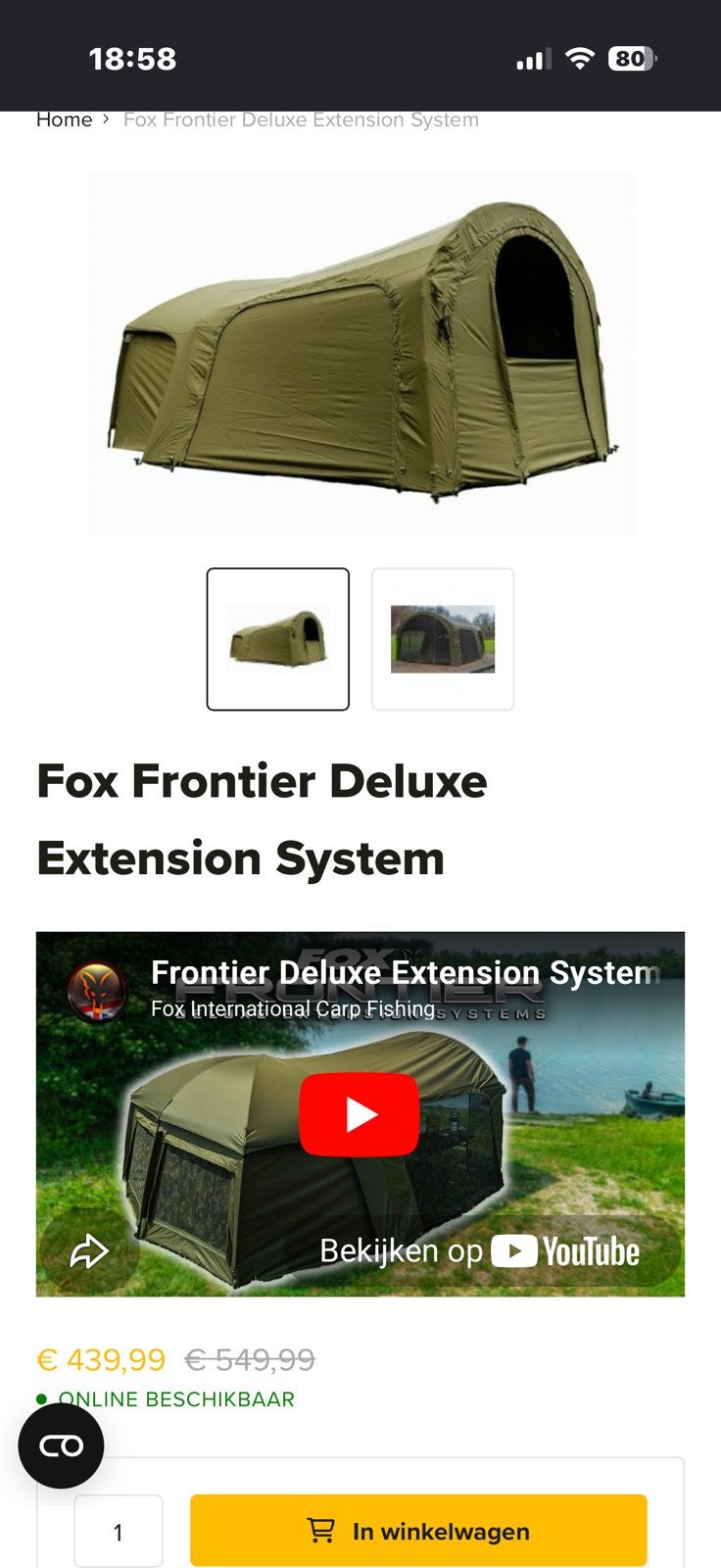 Fox frontier deluxe, Watersport en Boten, Hengelsport | Karpervissen, Ophalen of Verzenden, Zo goed als nieuw, Overige typen