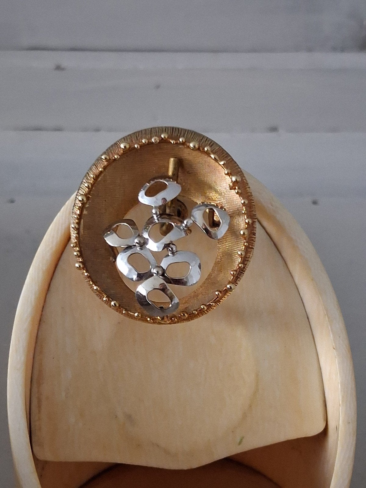 Vintage Broche 14K Goud Italië, 4 tot 7 cm, Ophalen of Verzenden, Zo goed als nieuw, Goud