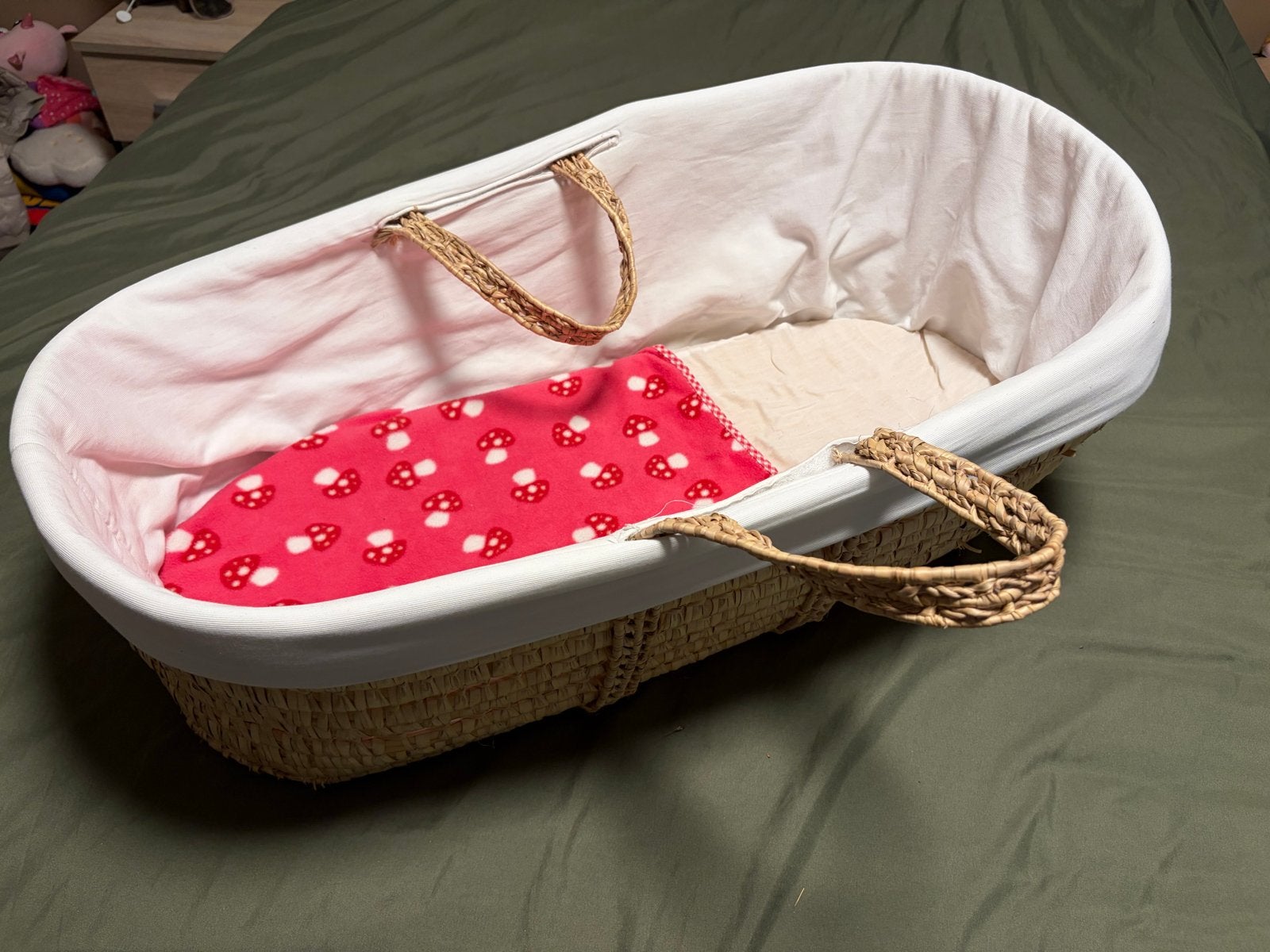 Mooie rieten wieg met bekleding, Ophalen, Gebruikt, Wieg