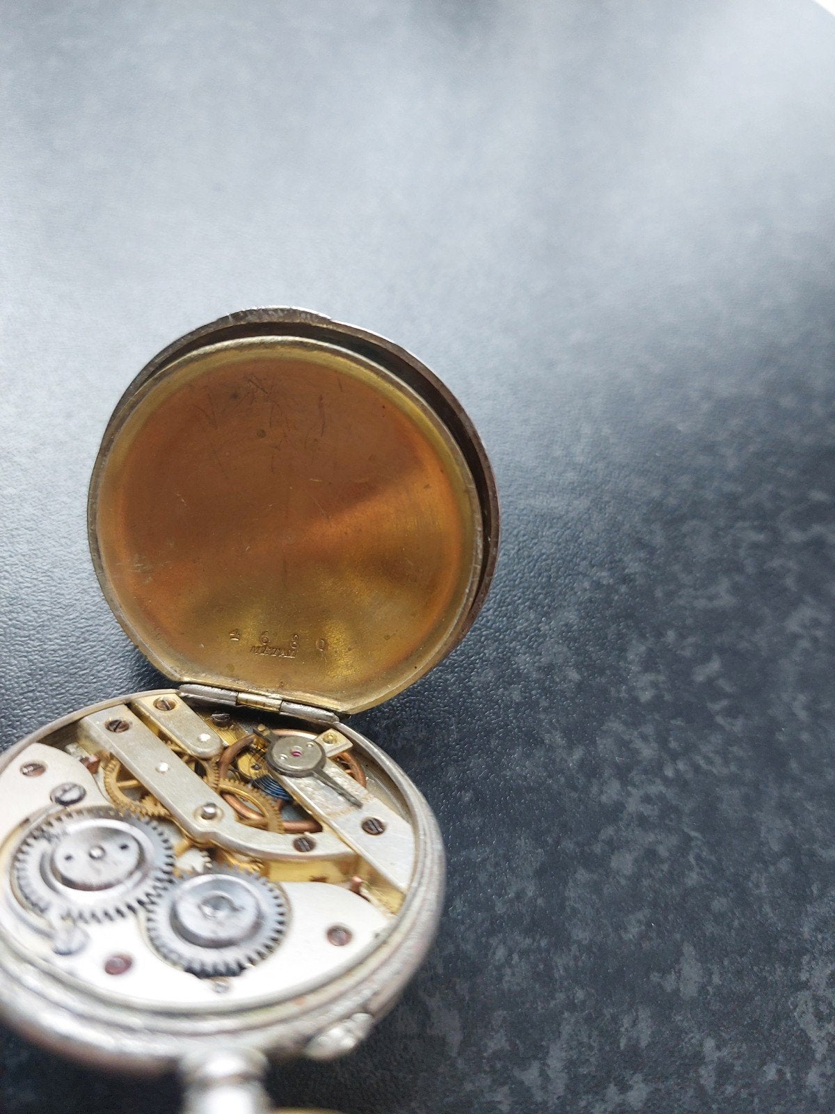 Antiek Zilveren Zakhorloge met Ketting, Sieraden, Tassen en Uiterlijk, Antieke sieraden, Overige typen, Zilver, Ophalen of Verzenden