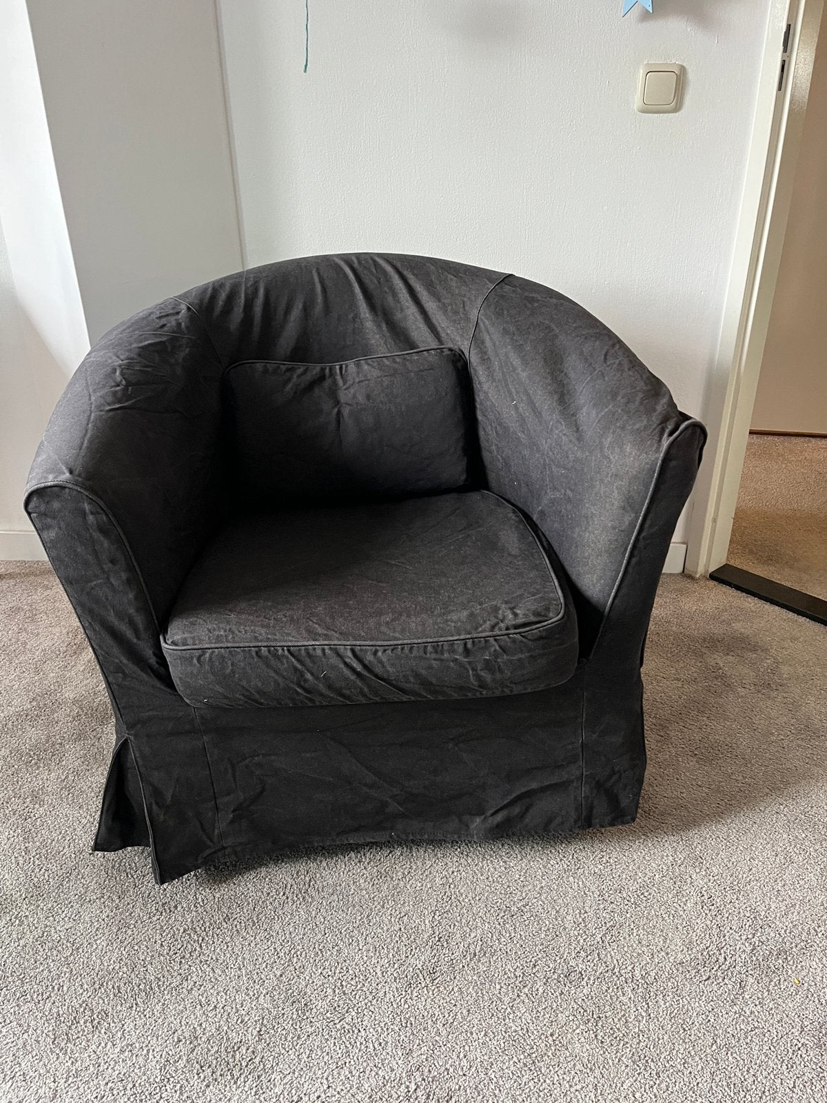 Ikea Ektorp Tullsta met zwarte hoes, Huis en Inrichting, Ophalen, 75 tot 100 cm, Zo goed als nieuw, Stof