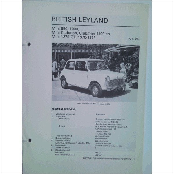 British Leyland Mini Vraagbaak losbladig 1970-1975 #1 Nederl, Ophalen of Verzenden, Gelezen, Overige merken