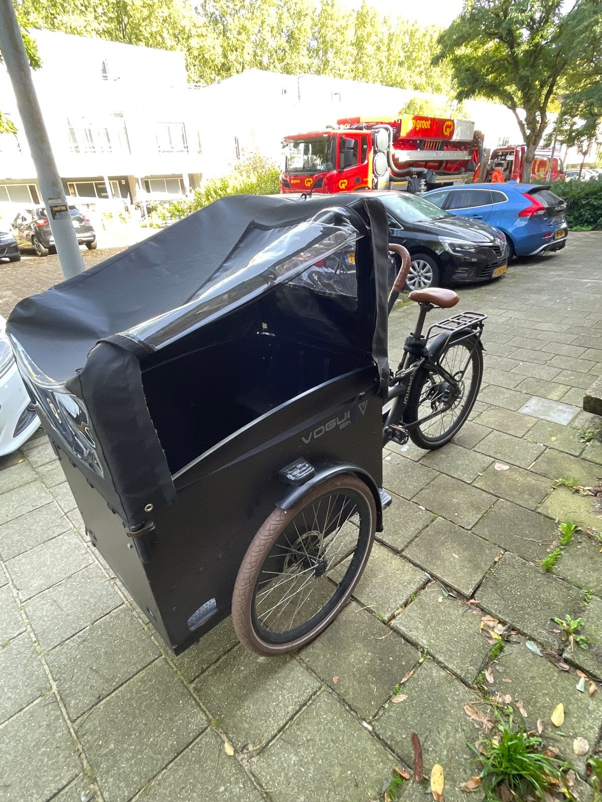 Vogue bakfiets met huif, Gebruikt, Huif, 2 kinderen, Trommelrem