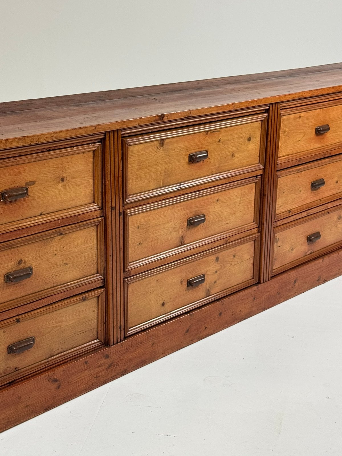 Apothekerskast 350CM grenen vintage, Ophalen, 5 laden of meer, Zo goed als nieuw, Minder dan 100 cm