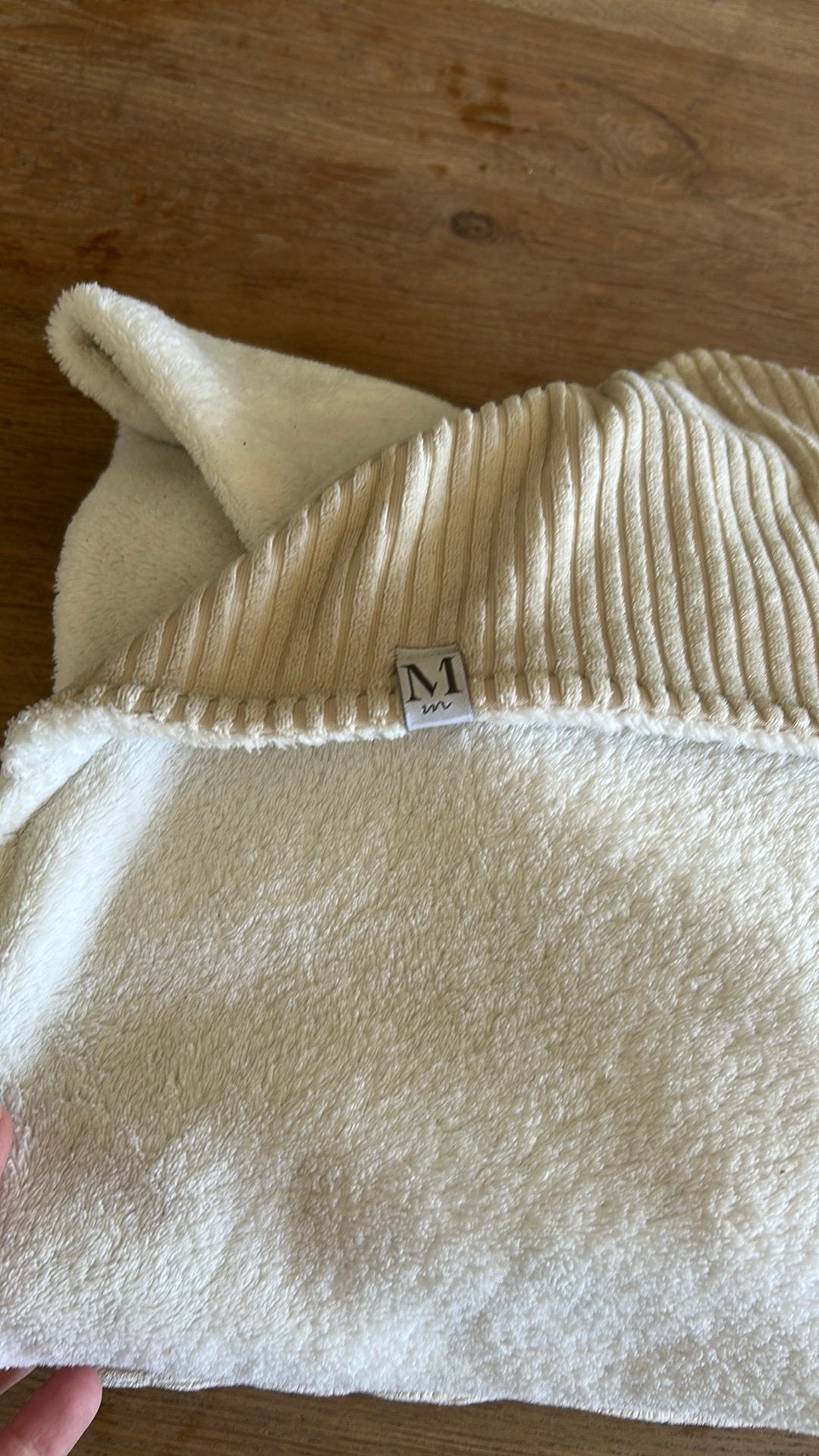 Wikkeldoek Moms & mini’s {rib beige} - twee stuks, 70 cm, Zo goed als nieuw, Dubbelzijdig, Beige