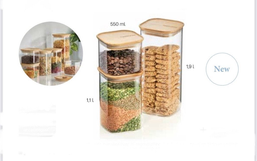 Tupperware Bamboo Glass Storage, Vosveld 11a, Tupperware, Overige kleuren, Bewaardoos