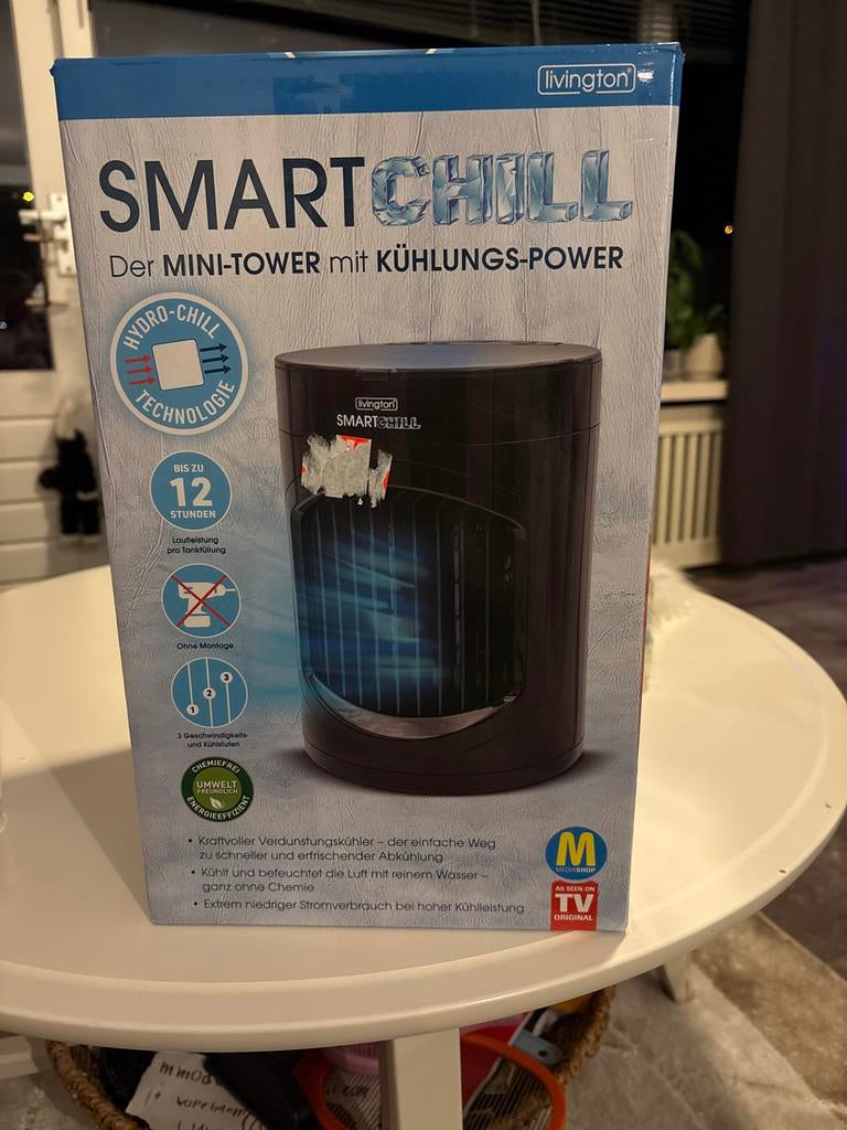 Livington SmartChill Mini Aircooler - Draagbare Luchtkoeler, Tafel- of Grondventilator, Minder dan 60 m³, Nieuw, 3 snelheden of meer
