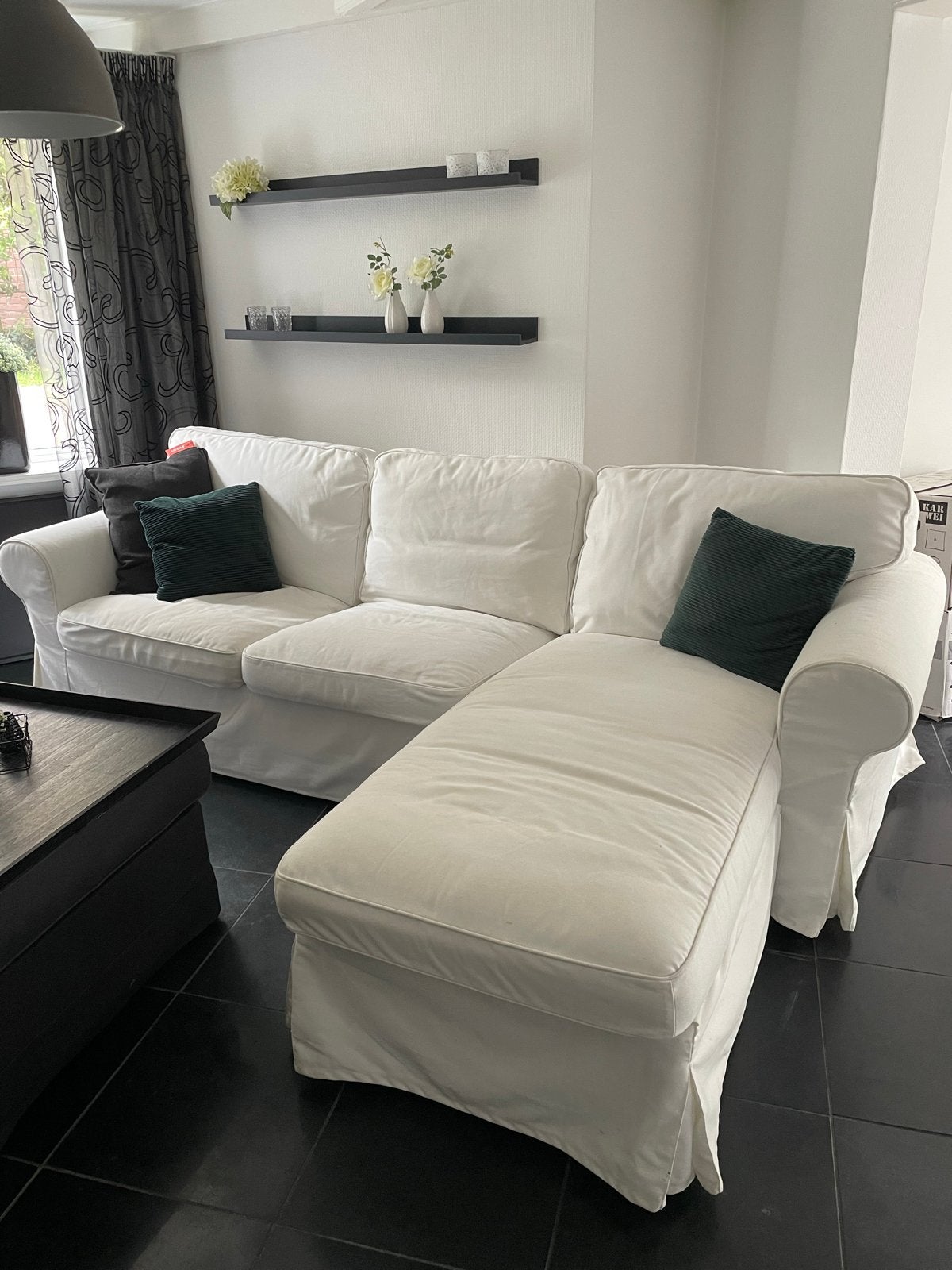 IKEA Ektorp hoekbank met chaise longue - wit, Huis en Inrichting, Ophalen, Gebruikt, Stof
