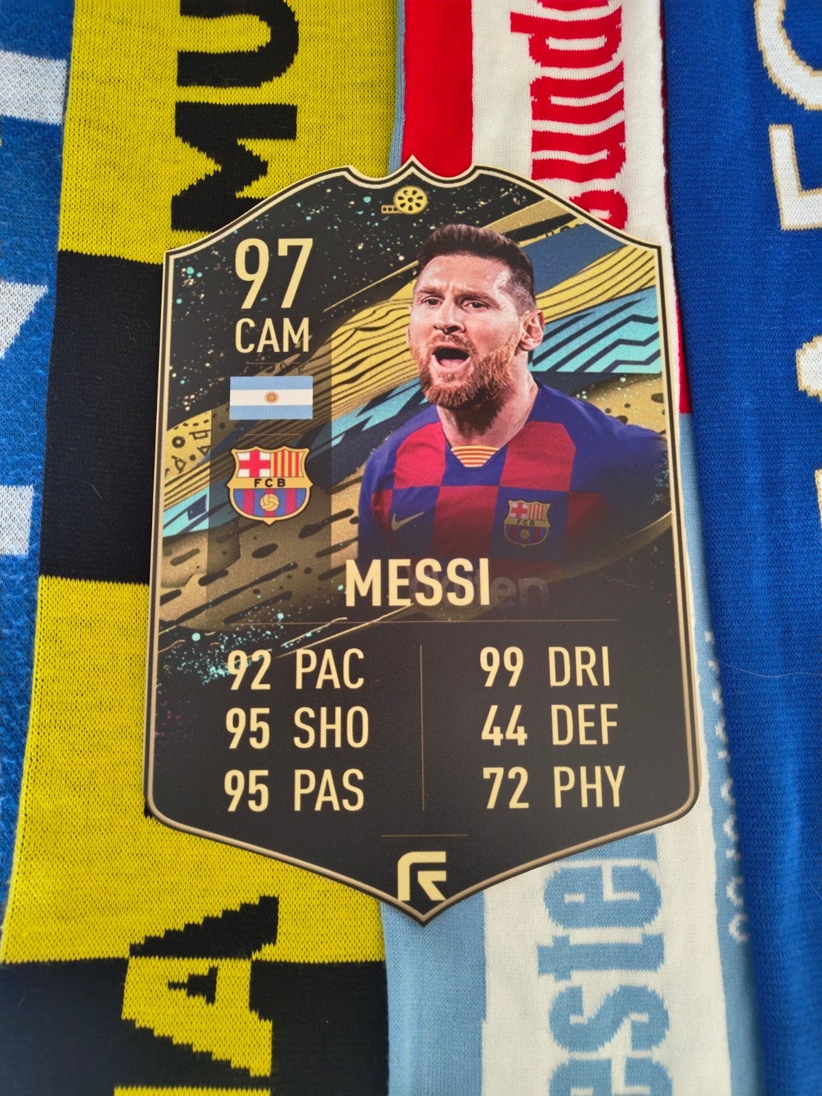 Voetbalkaartje (37cmx25cm) - Lionel Messi, Ophalen of Verzenden, Zo goed als nieuw, Plaatje