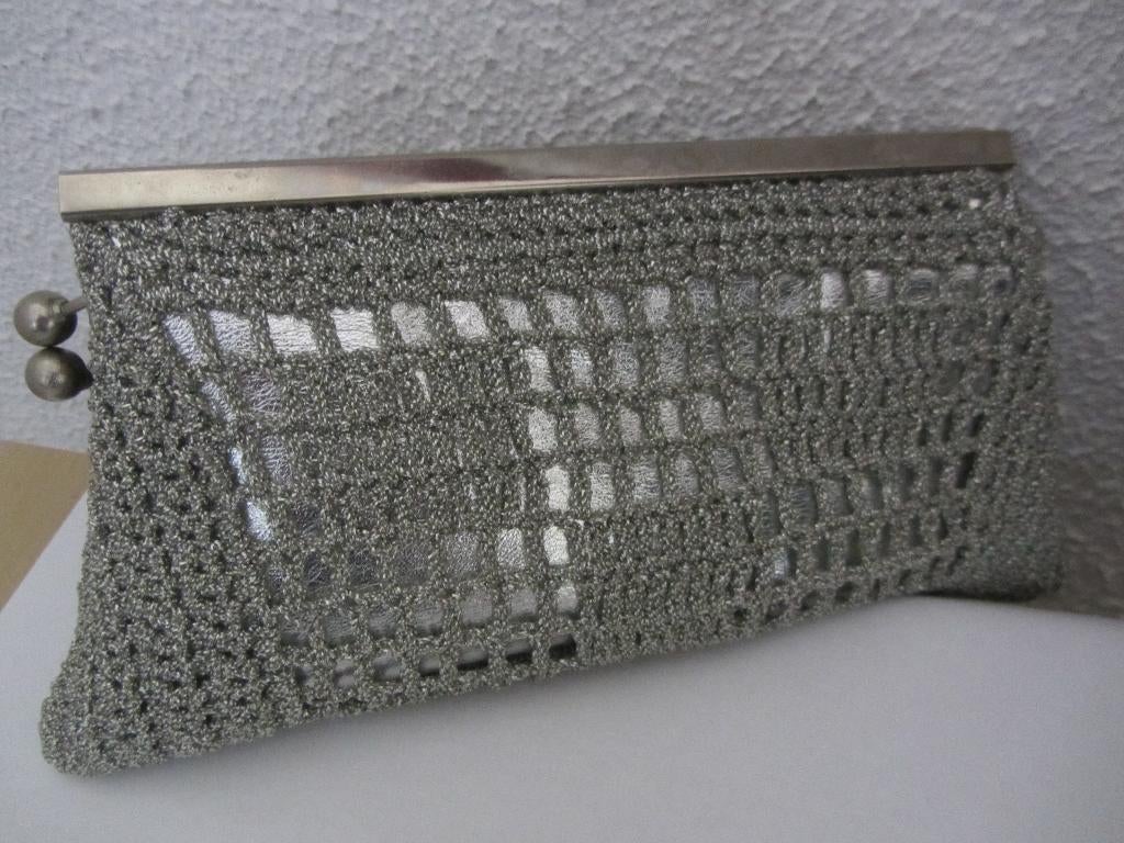 vintage avondtasje clutch zilverkleurig (311), Ophalen of Verzenden, Zo goed als nieuw, Overige kleuren, Avondtasje