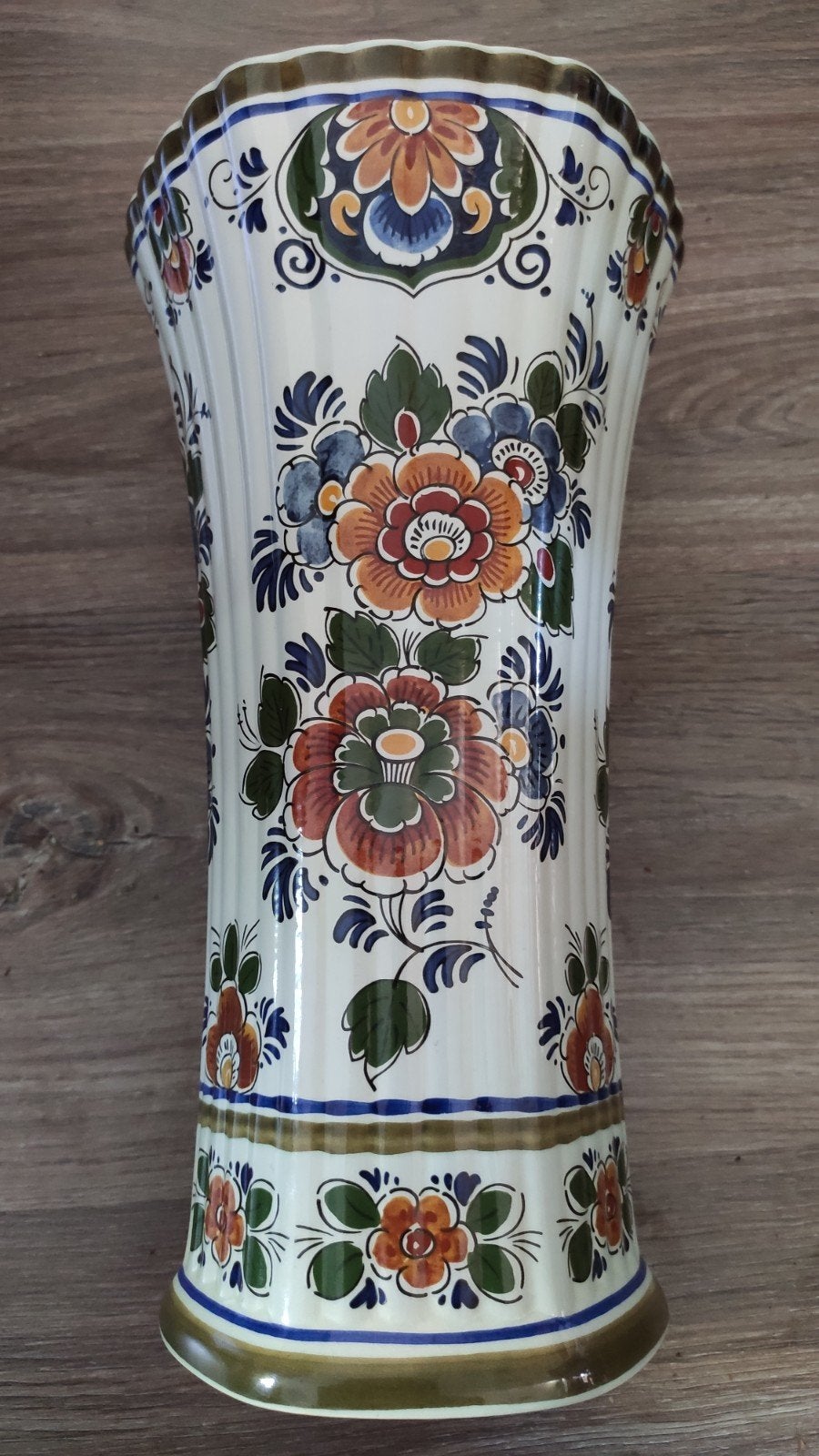 Prachtige Delft polychroom handwerk vaas, 30cm hoog, Ophalen