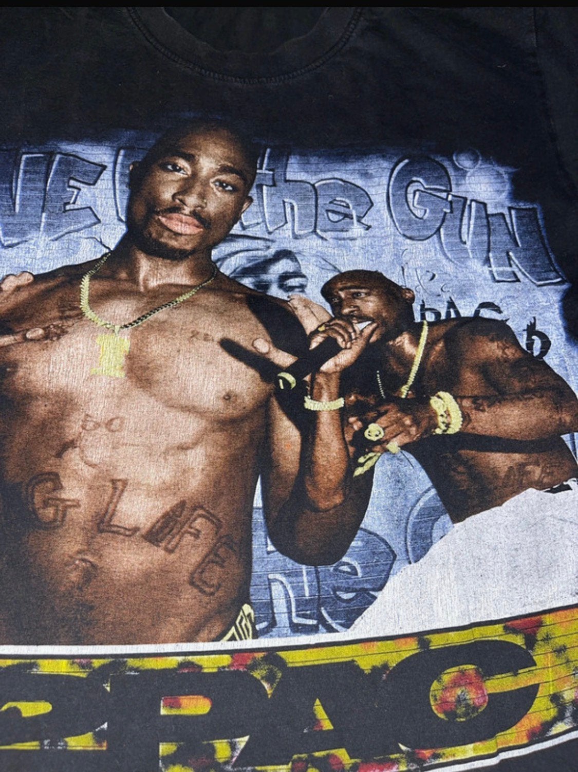vintage tupac shirt, Ophalen of Verzenden, Zo goed als nieuw, Maat 52/54 (L), Meerkleurig