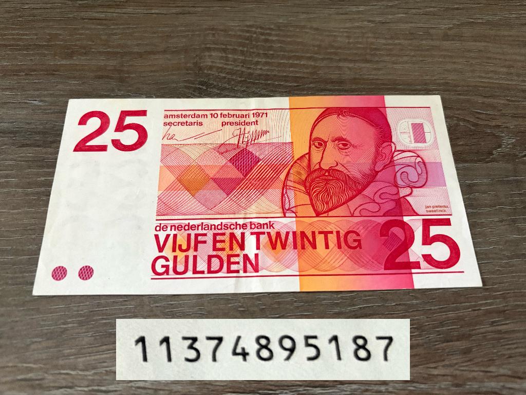 Proof / proefserie biljet 25 gulden Sweelinck, 1971 (PL70g), Postzegels en Munten, Bankbiljetten | Nederland, 25 gulden, Ophalen of Verzenden
