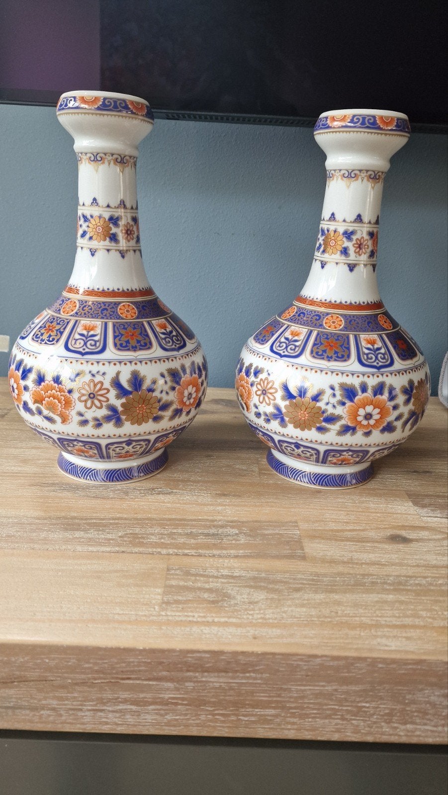 Set van 2 Kaiser porseleinen "Ming" vazen, Imari-stijl, Ophalen of Verzenden
