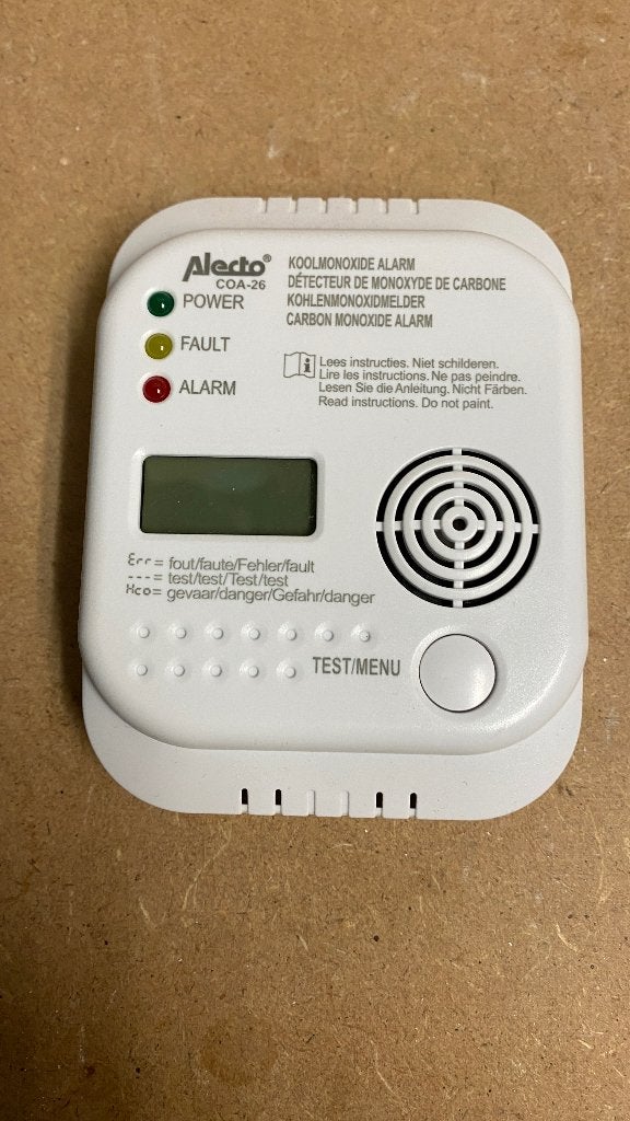 Alecto COA-26 Koolmonoxidemelder 2025, Gebruikt, Detector, Sensor of Melder, Ophalen of Verzenden, Overige soorten