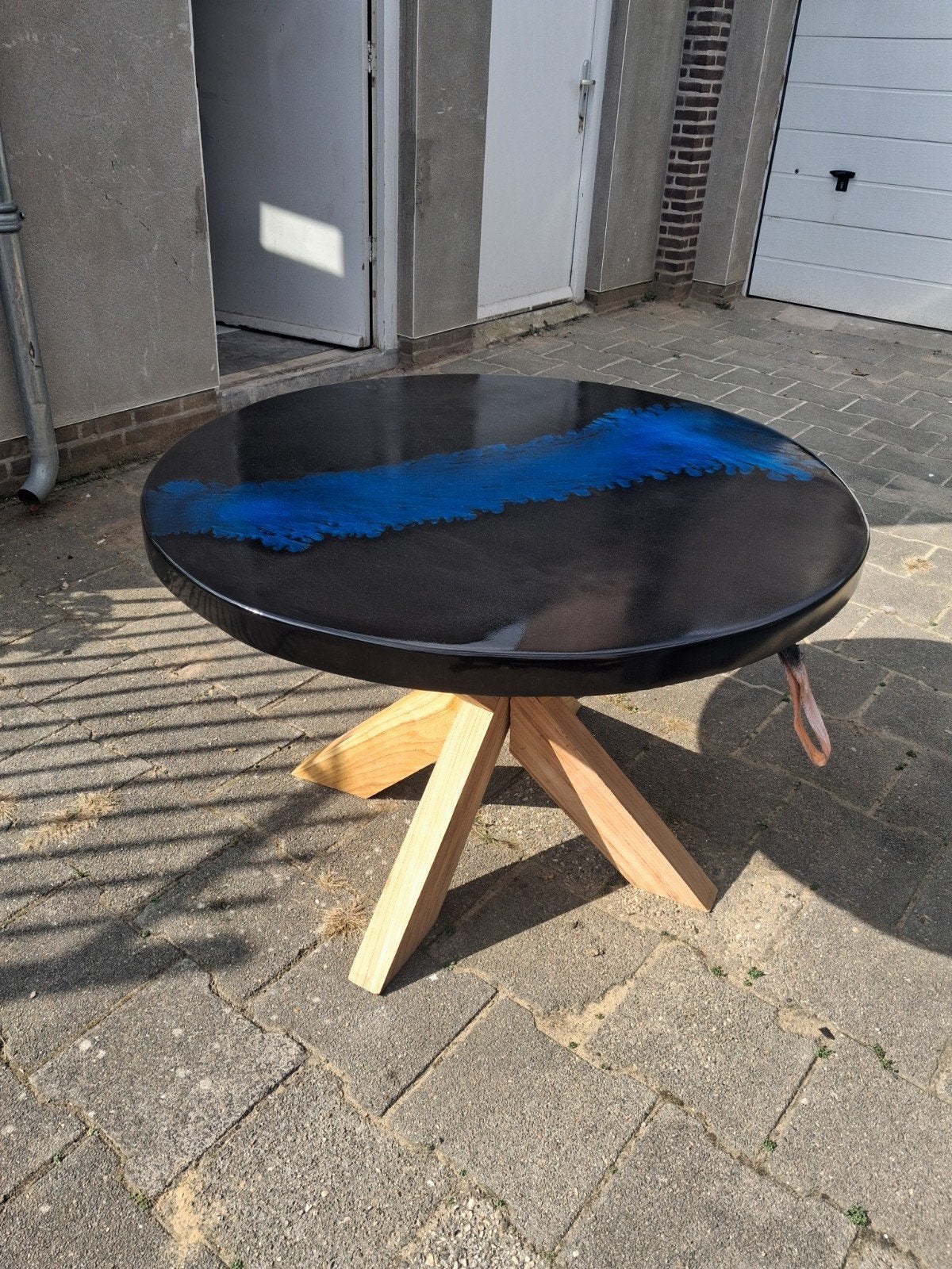 mooie epoxy tafel black splash, Huis en Inrichting, Ophalen of Verzenden, Rechthoekig, 200 cm of meer, 50 tot 100 cm