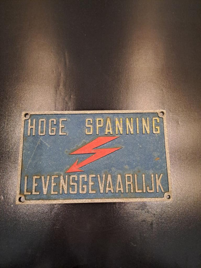 Vintage Aluminium Hoogspanning Bord - Verzamelaar, Ophalen of Verzenden, Gebruikt