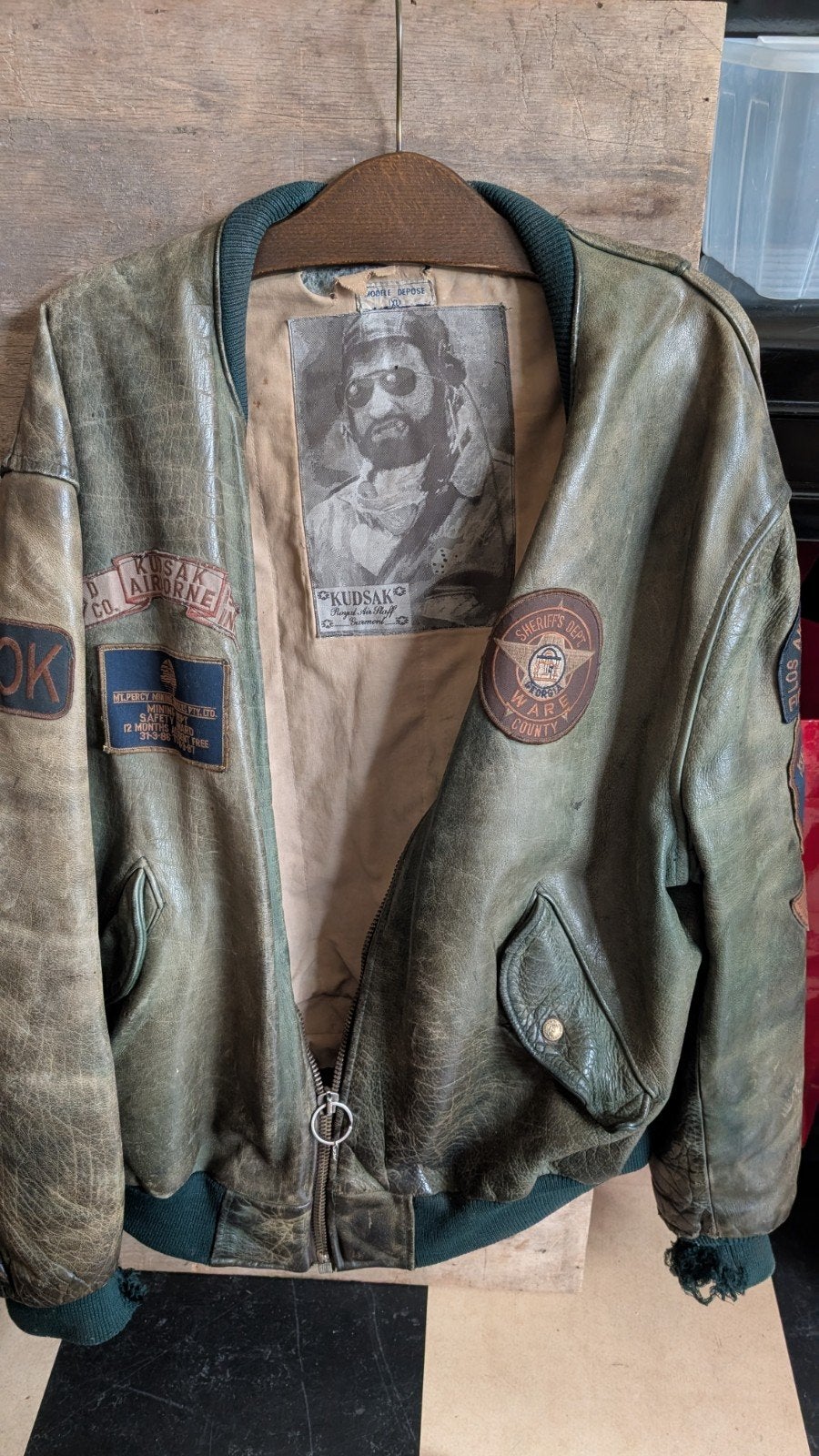 Vintage Leren Motorjack Kozakken Jaren '60, Ophalen, Onbekend, Overige maten, Gedragen