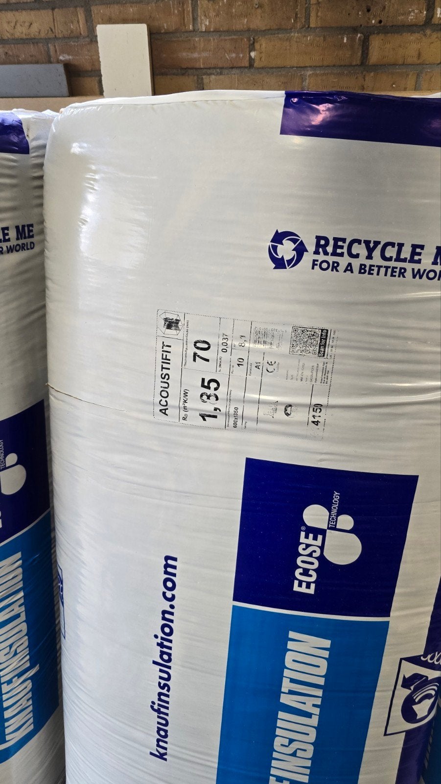 Knauf Acoustifit Isolatie 70mm - 3 Pakken, Ophalen, 4 tot 8 cm, Nieuw, Steenwol