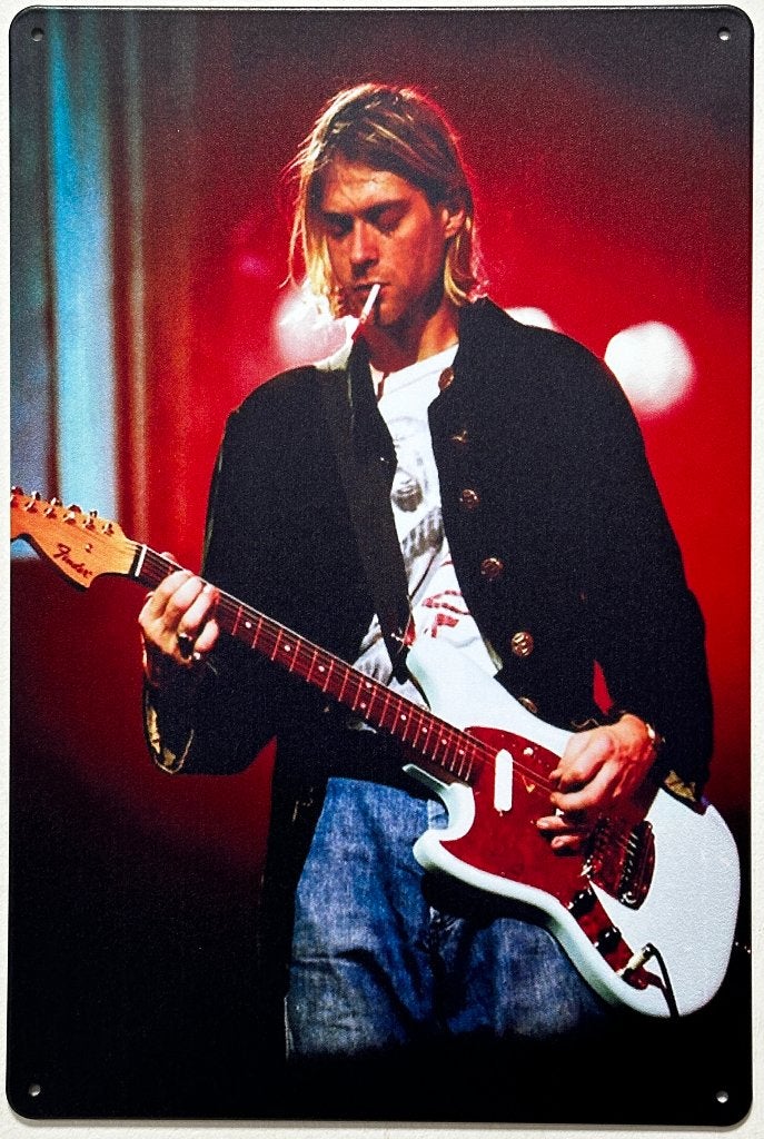 Kurt Cobain Nirvana Gitaar reclamebord van metaal wandbord