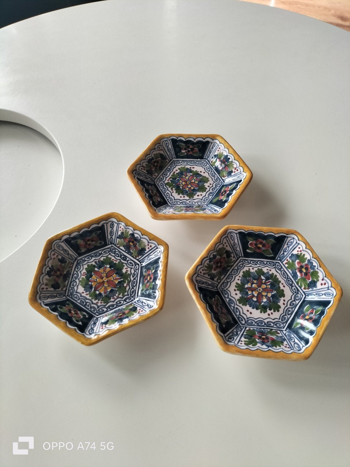 Set van 3 Makkum Tichelaar zeskantige schaaltjes, Ophalen of Verzenden