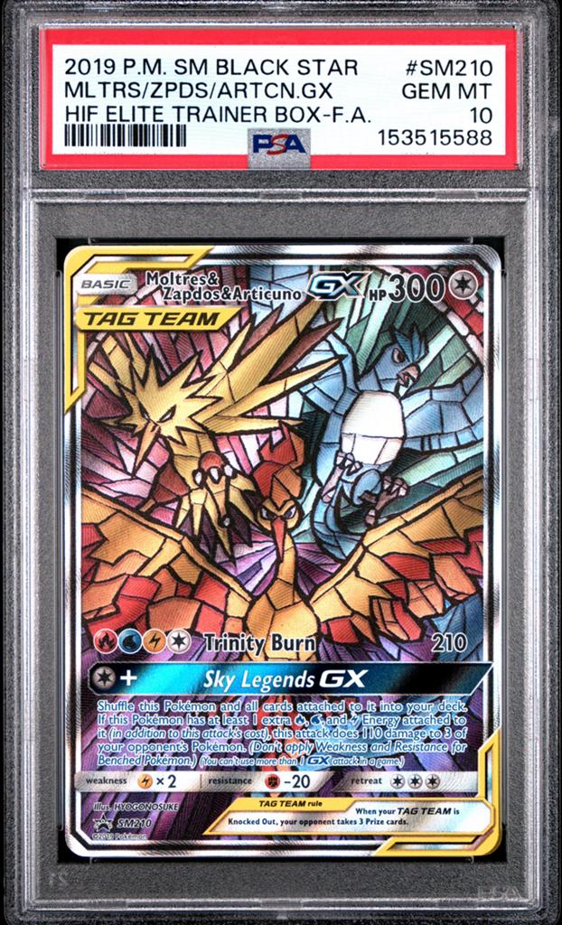 Moltres & Zapdos & Articuno GX - Tag Team - PSA 10, Ophalen of Verzenden, Zo goed als nieuw