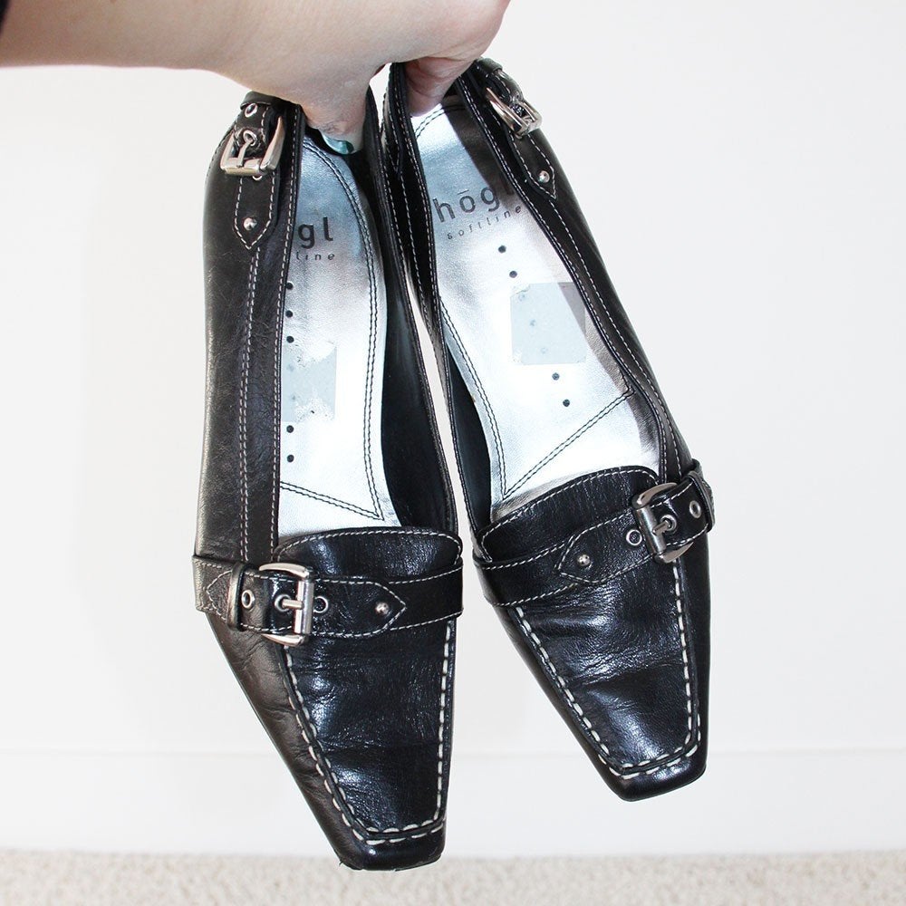 Prachtige Leren Högl Pumps -s9 (Maat 4½/37½) € 45,-, Pumps, Zwart, Ophalen of Verzenden, Zo goed als nieuw