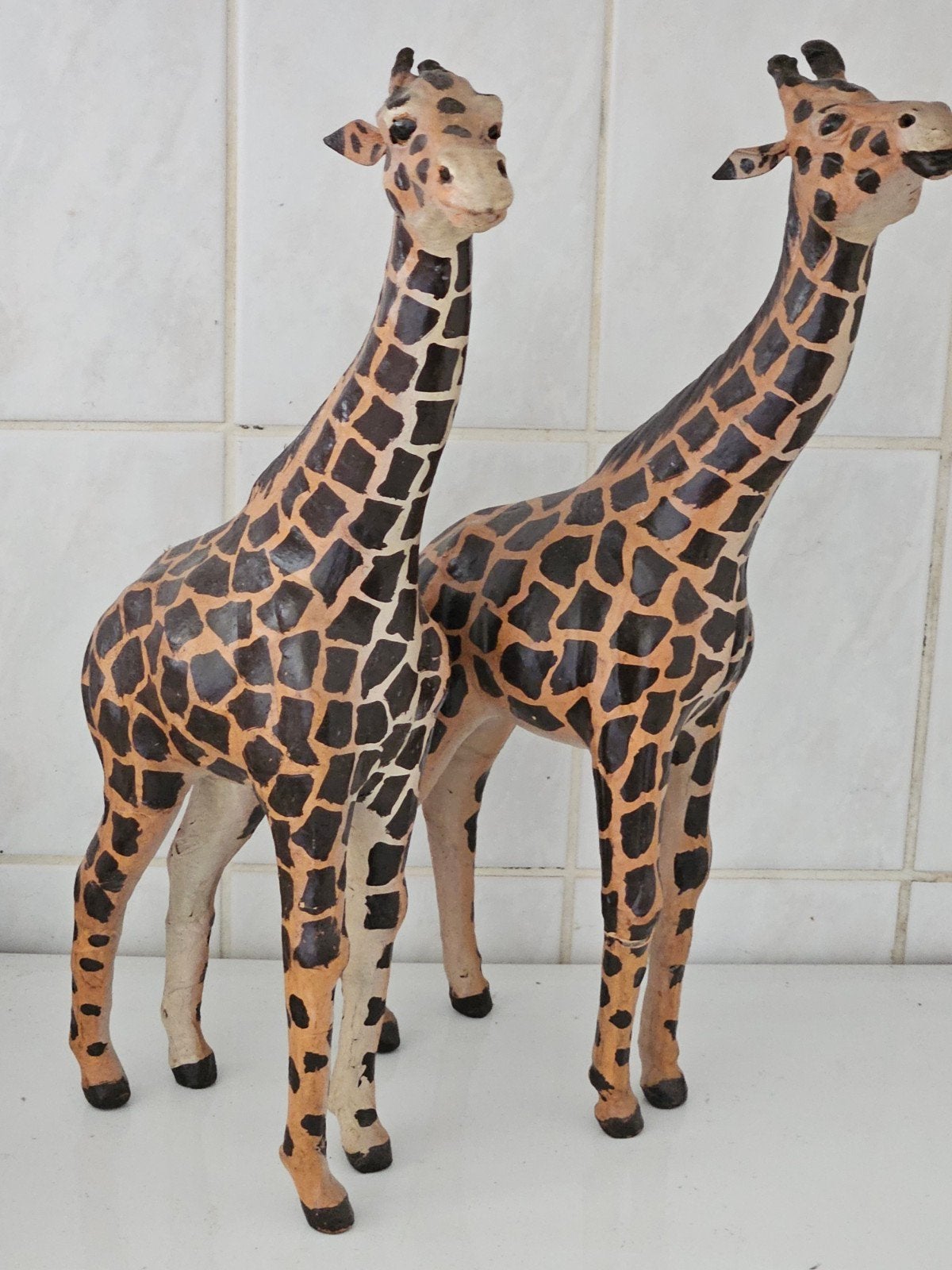 2  Decoratieve Giraffe Beelden - 45 cm hoog, Ophalen, Handgemaakt, Zoogdier, 20 - 50 cm