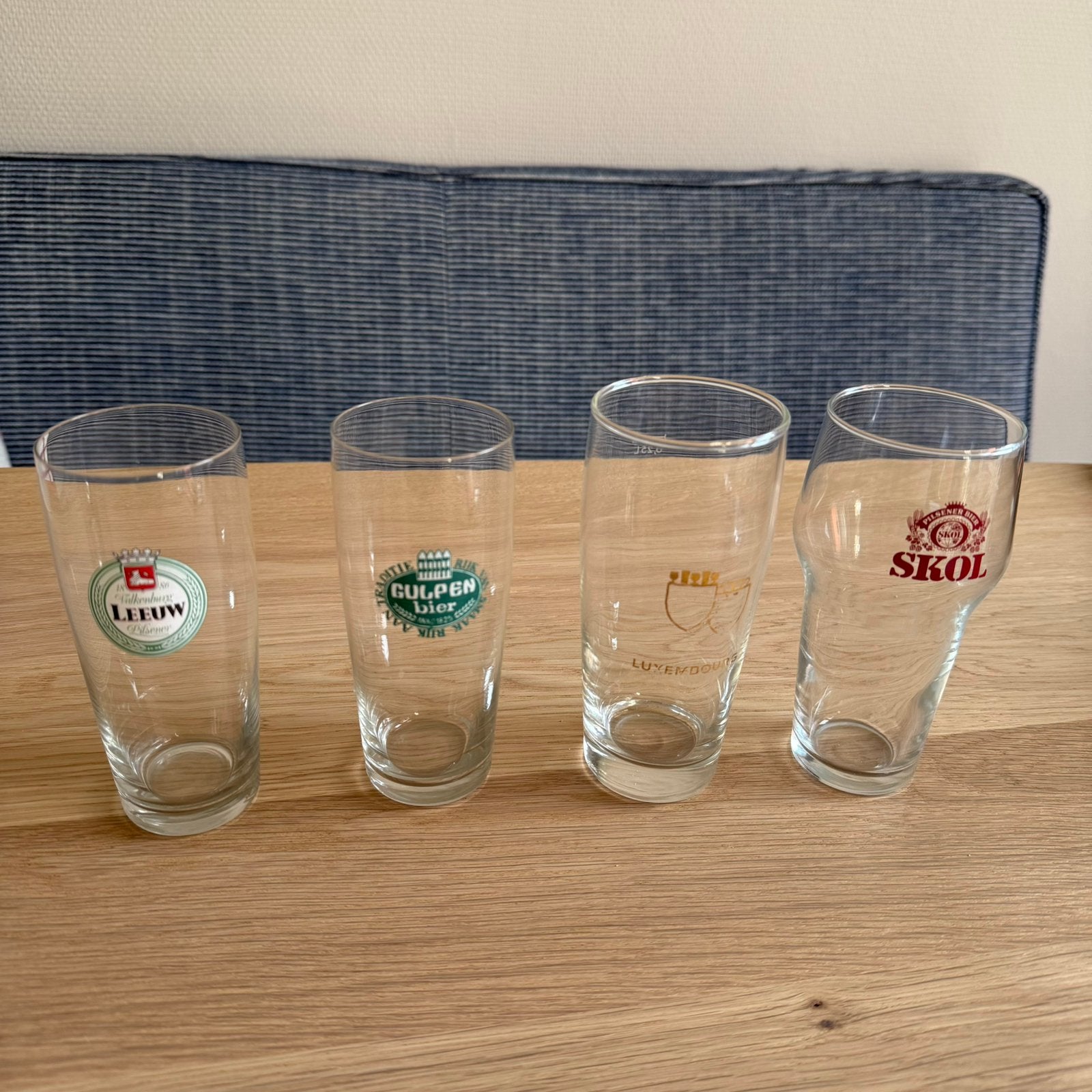Vintage Bierglazen Set - Leeuw, Gulpen, Luxembourg en Skol, Verzamelen, Ophalen of Verzenden, Gebruikt, Glas of Glazen, Leeuw