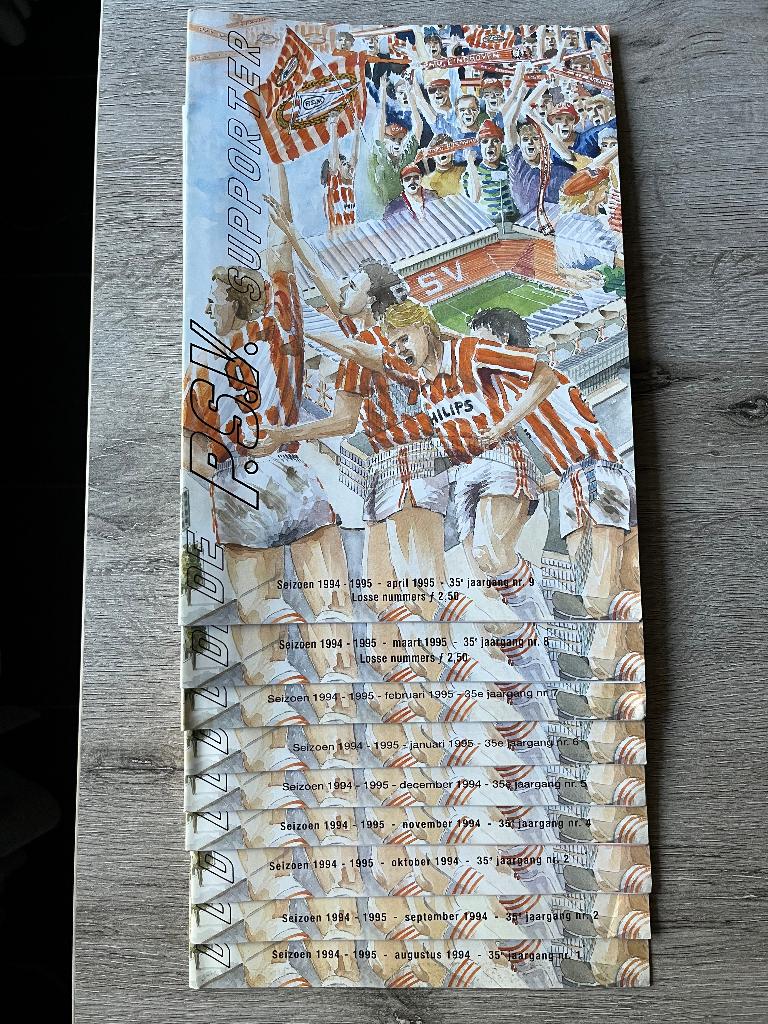 Jaargang 35 PSV Supporter Seizoen 1994 - 1995 9 stuks, Ophalen of Verzenden, Zo goed als nieuw, PSV, Boek of Tijdschrift