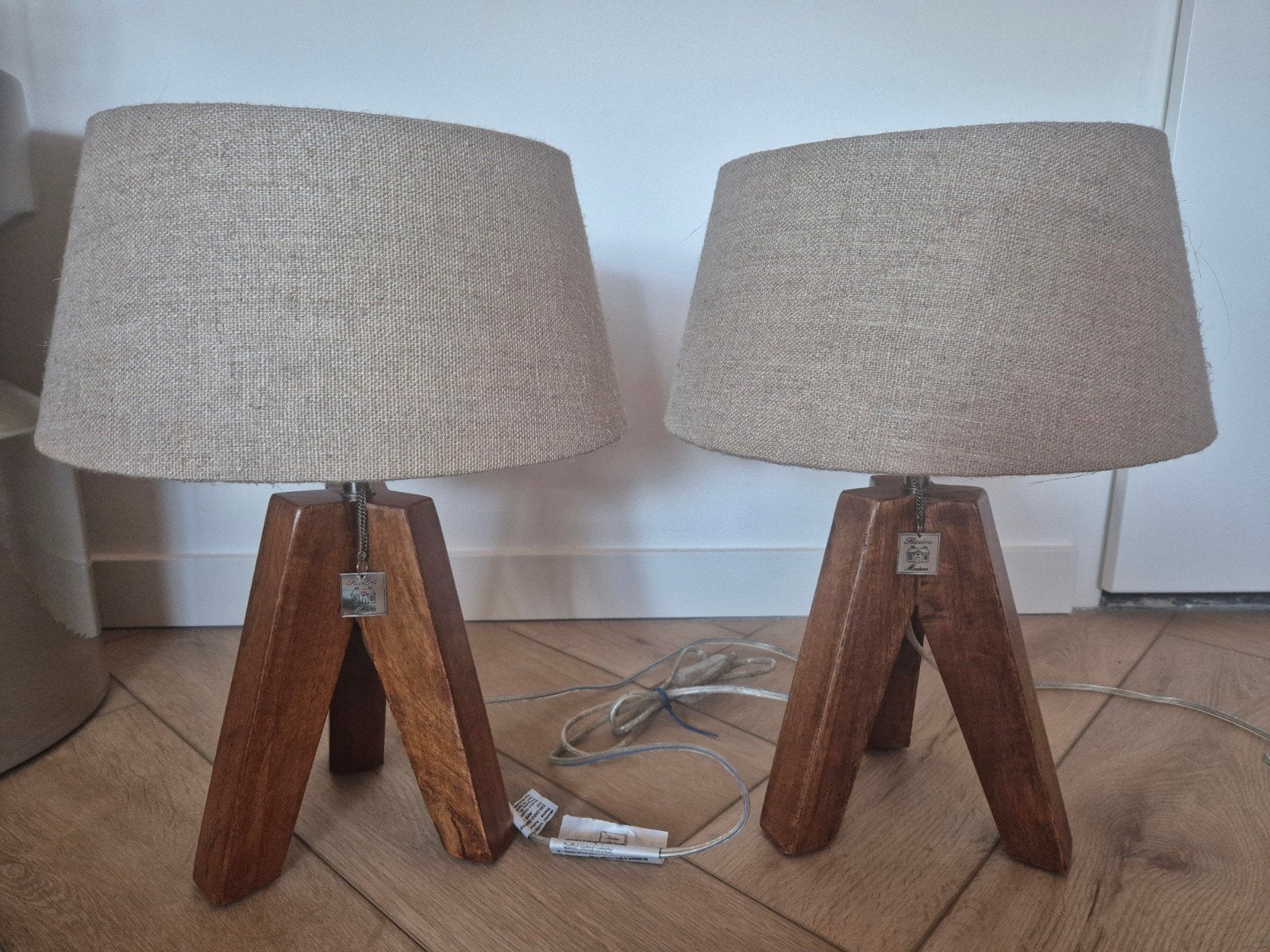 Riviera maison schemerlampjes met riviera kappen, Huis en Inrichting, Lampen | Tafellampen, Beige, Ophalen, Riviera Maison