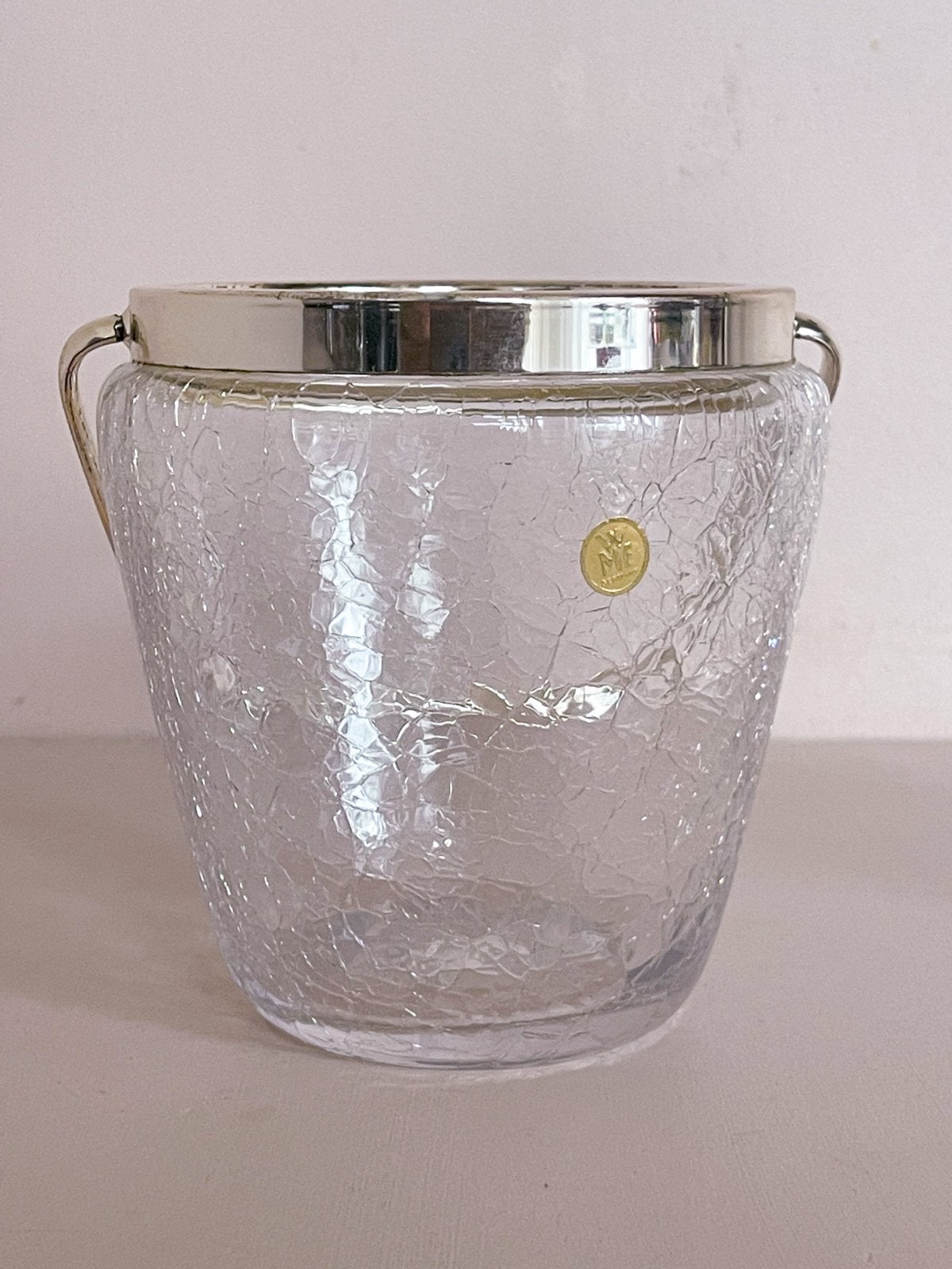 WMF Mid Century ijsemmer van craquelé kristal met zilver, Ophalen of Verzenden
