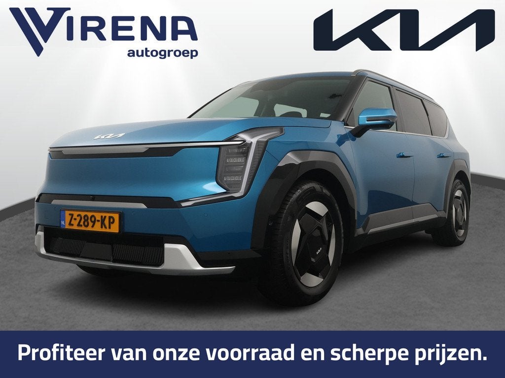Kia EV9 Launch Edition 99.8 kWh - SOH 98,8% - Trekhaak - Ada, Auto's, Kia, 124 €/maand, Met garantie (alle), Blauw, 7 stoelen