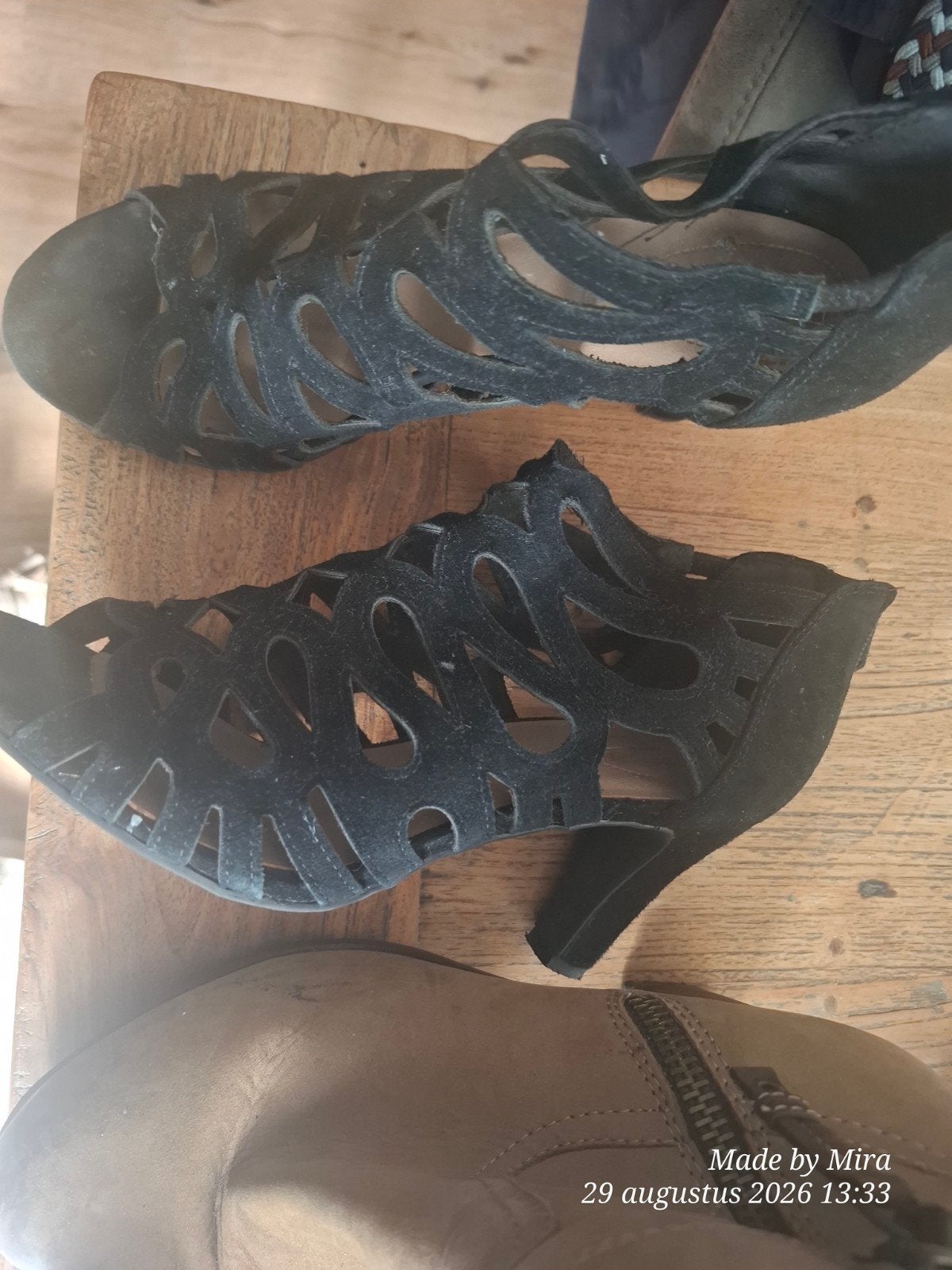 Zwarte open schoenen met hak - Maat 39, Ophalen of Verzenden, Zwart, Schoenen met hoge hakken