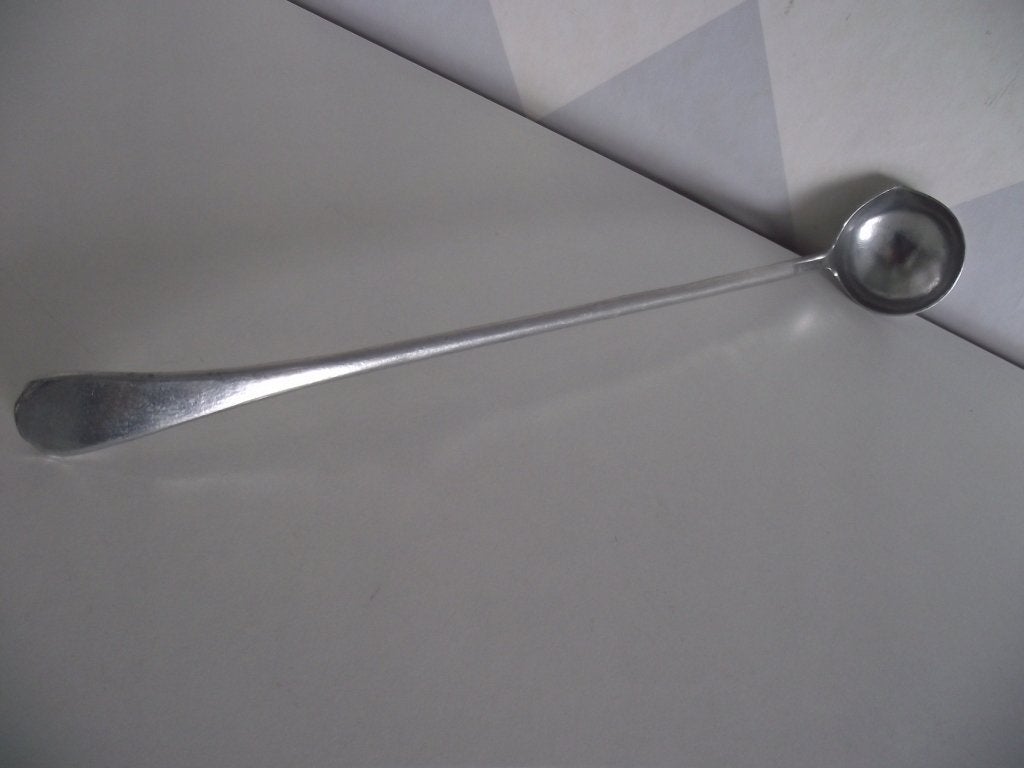 vintage bowllepel kersenlepel + tuitje 30 cm aluminium 1950, Ophalen of Verzenden