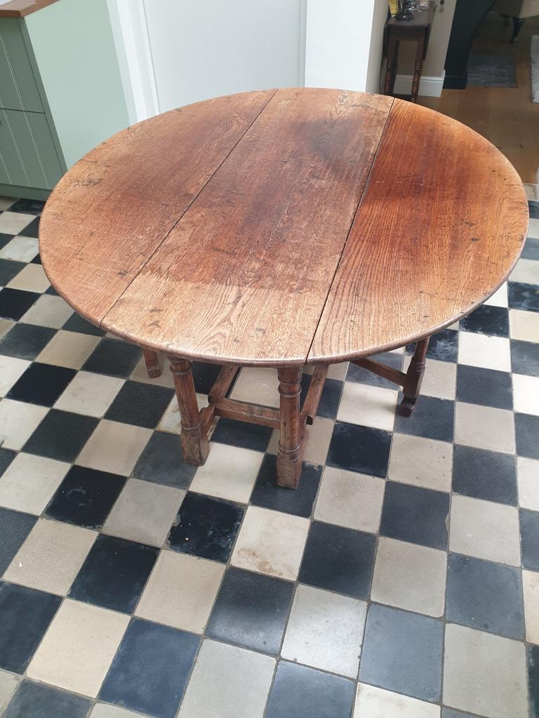 Antieke Gateleg Tafel - Eikenhout, Ovaal, Uitklapbaar, Antiek en Kunst, Ophalen