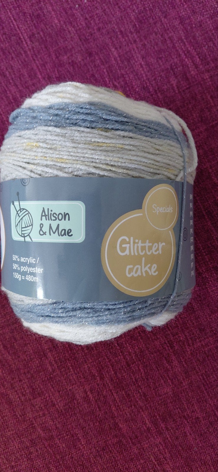 Alison & Mae Glitter Cake Garen - 150g Acryl/Polyester, Hobby en Vrije tijd, Ophalen of Verzenden, Nieuw, Breien of Haken, Wol of Garen