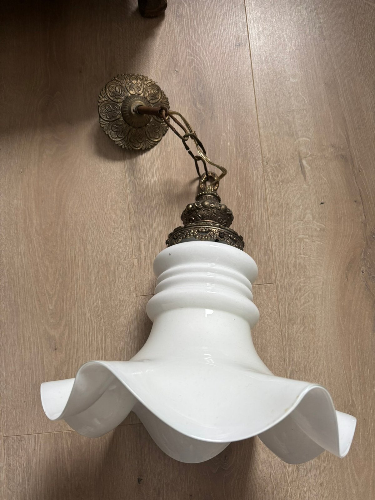 Antieke plafond lamp, Ophalen, Zo goed als nieuw, Glas