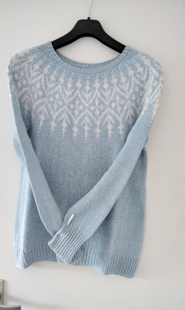 Handgebreide trui, maat 38, Ophalen of Verzenden, Zo goed als nieuw, Maat 38/40 (M), Blauw