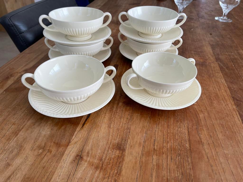 Wedgwood edme soepkom/soepkop met schotel 12x, Ophalen of Verzenden