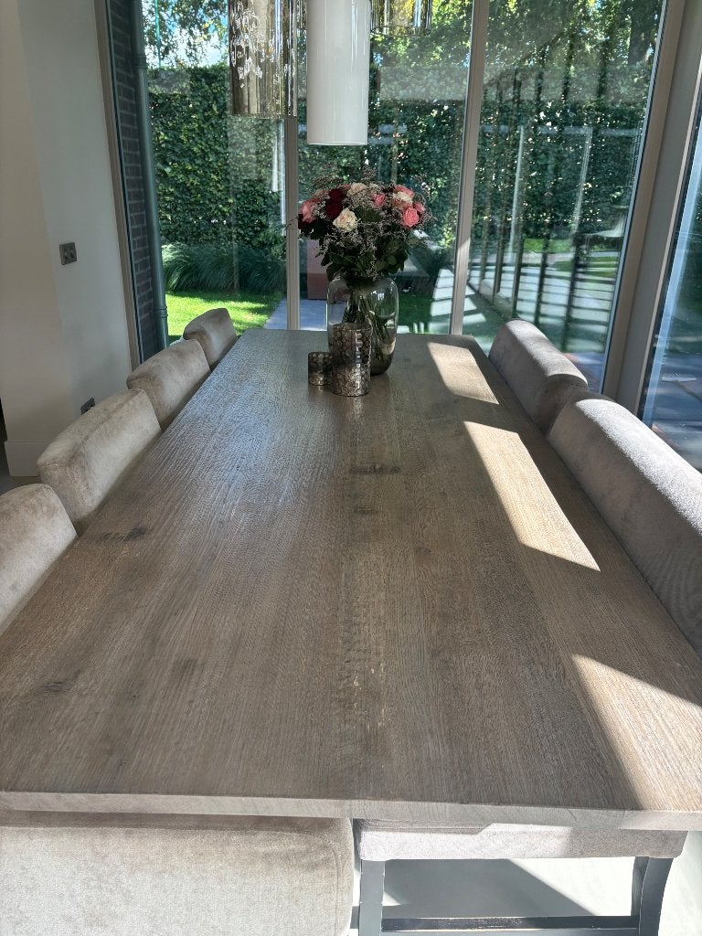 Keukentafel met stoelen, Ophalen, Gebruikt, Eikenhout, 200 cm of meer
